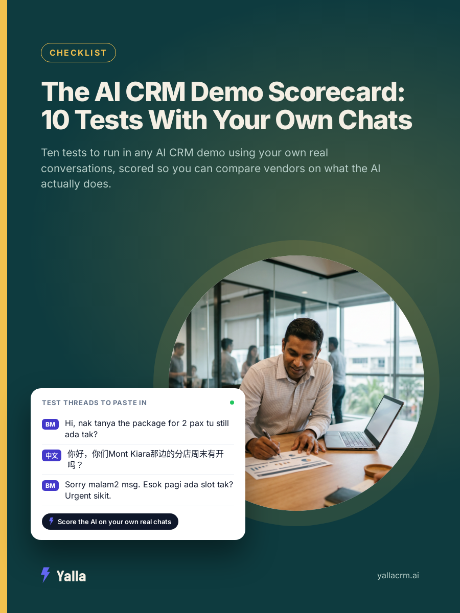 The AI CRM Demo Scorecard: 10 Tests With Your Own Chats