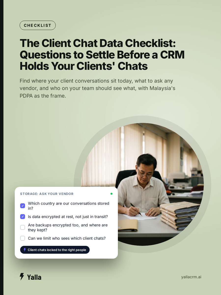 The Client Chat Data Checklist: Questions to Settle Before a CRM Holds Your Clients' Chats